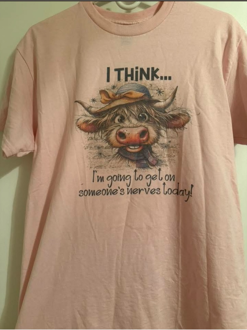 Cute Pink Graphic Tee with Funny Cow Slogan